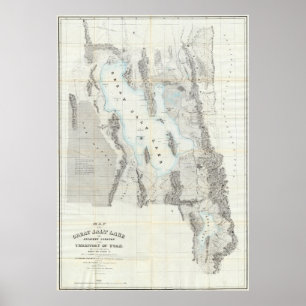 Póster Mapa de la época del gran lago salado (1852)