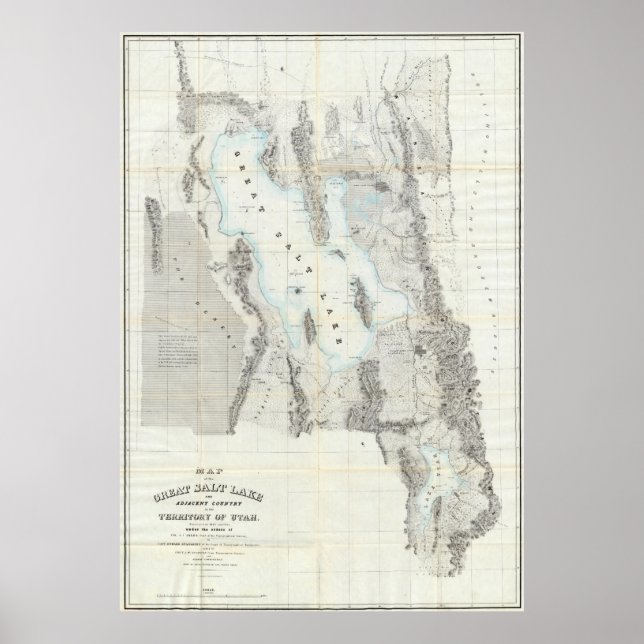 Póster Mapa de la época del gran lago salado (1852) (Frente)