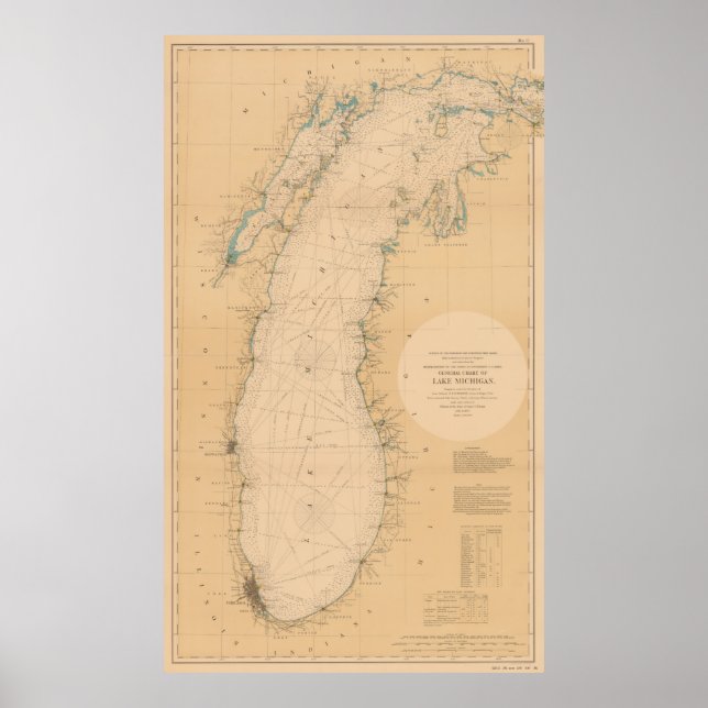 Póster Mapa de la época del lago Michigan (1898) (Frente)