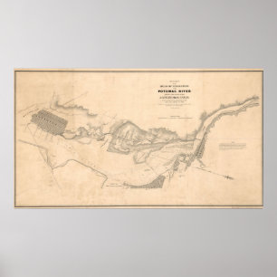 Póster Mapa de la época del río Potomac (1838)