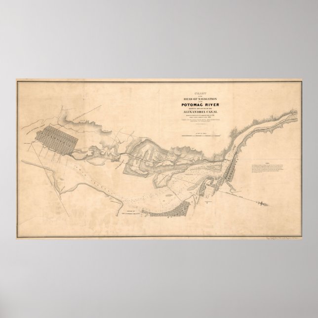 Póster Mapa de la época del río Potomac (1838) (Frente)