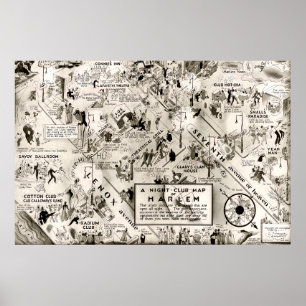 Póster Mapa de la Era de la Prohibición en Harlem, Nueva