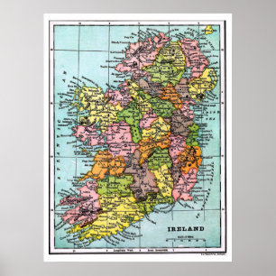 Póster Mapa de la era victoriana de Irlanda