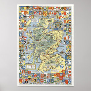 Póster Mapa de la Escocia histórica