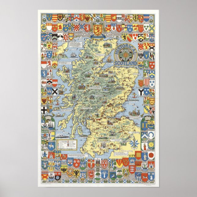 Póster Mapa de la Escocia histórica (Frente)
