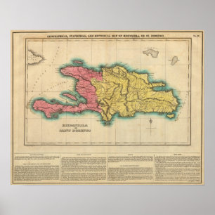 Póster Mapa De La Española, O Santo Domingo