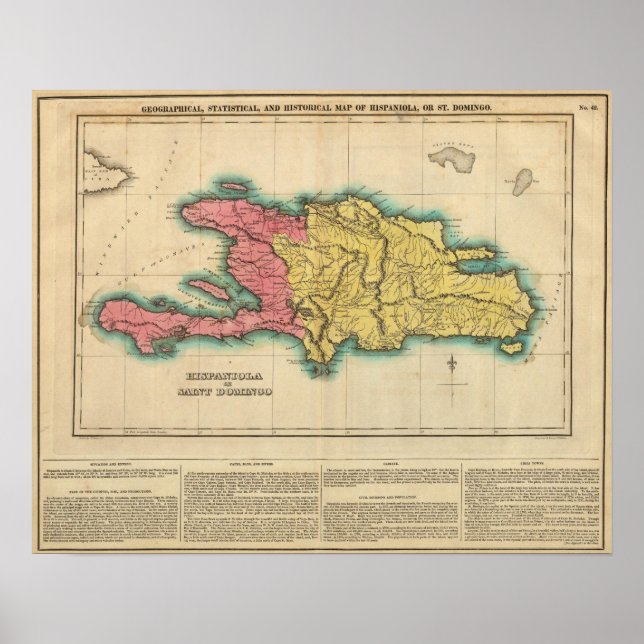 Póster Mapa De La Española, O Santo Domingo (Frente)