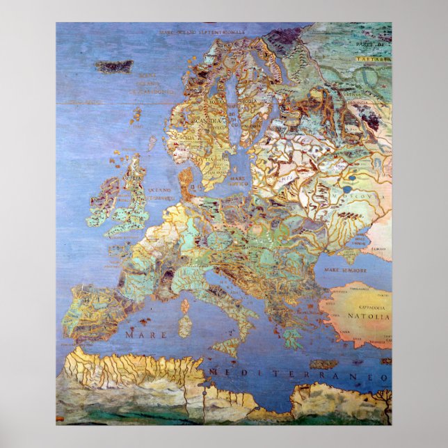 Póster Mapa de la Europa del siglo XVI (Frente)
