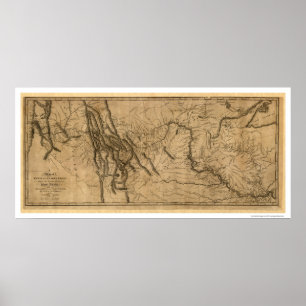 Póster Mapa de la expedición de Lewis y de Clark - 1804
