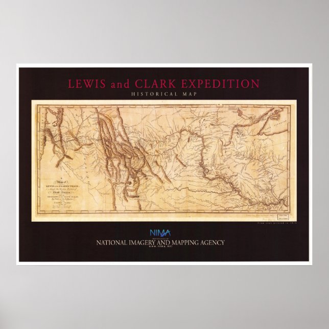 Póster Mapa de la Expedición Lewis y Clark (Frente)