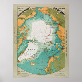 Póster Mapa de la expedición polar de Fridtjof Nansen