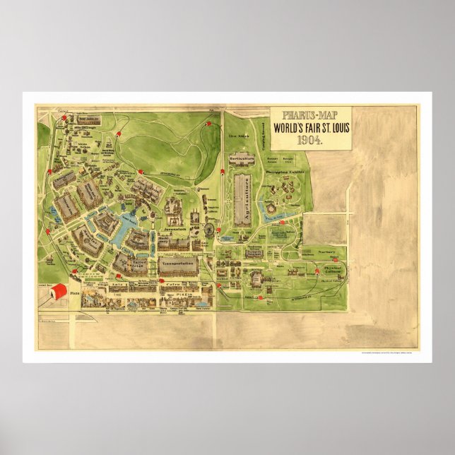 Póster Mapa de la Feria Mundial de St Louis 1904 (Frente)