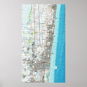 Póster Mapa de la Florida del Fort Lauderdale (1985)