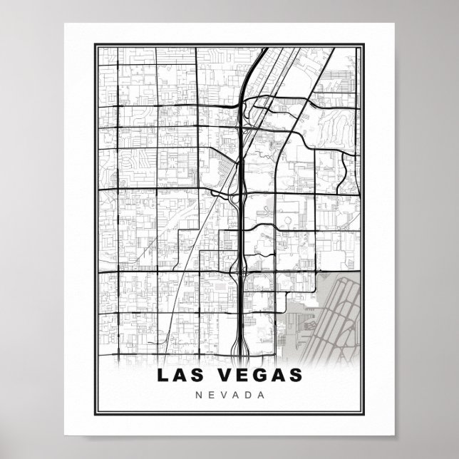 Póster Mapa de la Franja de Las Vegas (Frente)