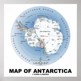 Póster Mapa De La Geografía Antártica