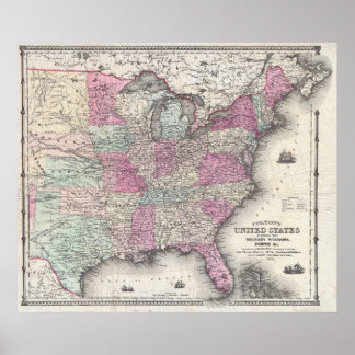 Póster Mapa de la guerra civil de Colton