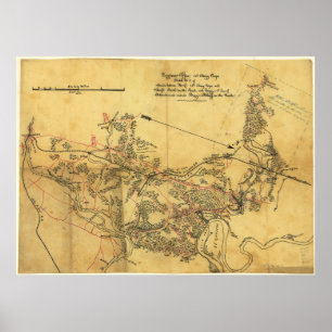Póster Mapa de la Guerra Civil de Virginia Roads