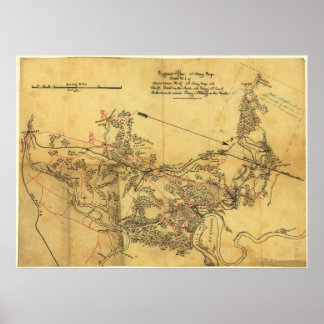 Póster Mapa de la Guerra Civil de Virginia Roads