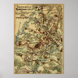 Póster Mapa de la guerra civil de Virginia Vintage Spotsy