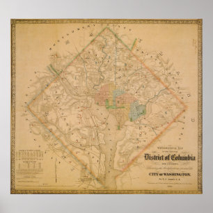 Póster Mapa de la Guerra Civil de Washington DC 1862