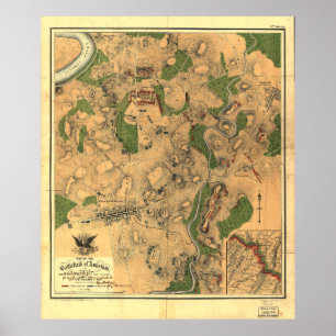 Póster Mapa de la guerra civil del campo de batalla de An