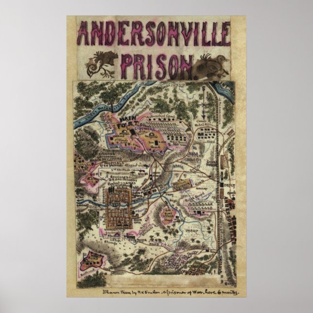 Póster Mapa de la Guerra Civil en la Prisión de Andersonv (Frente)