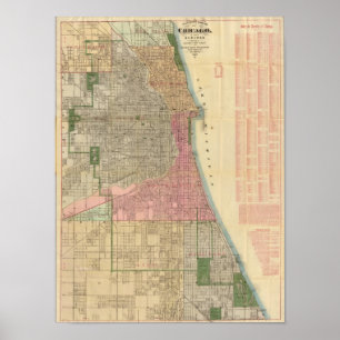Póster Mapa de la guía de Blanchard de Chicago