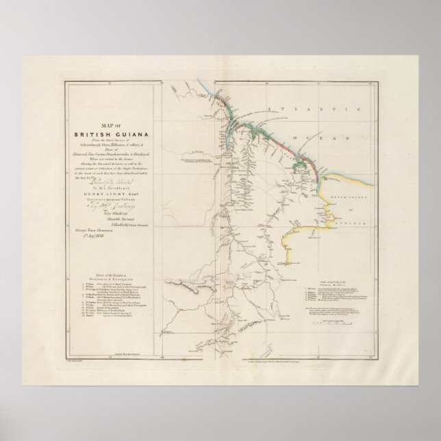 Póster Mapa de la Guyana Británica (Frente)