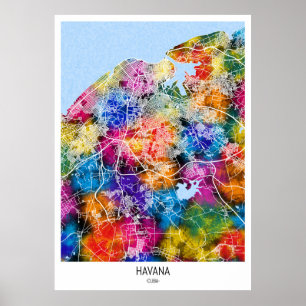 Póster Mapa de La Habana en Cuba