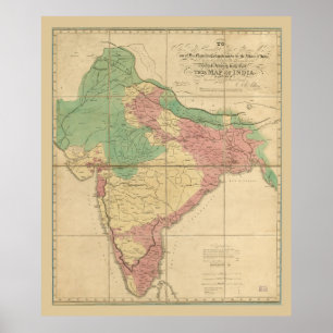 Póster Mapa de la India (1818)