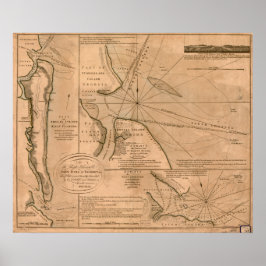 Póster Mapa de la isla Amelia, Florida 1770