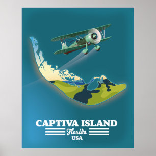 Póster Mapa de la isla Captiva Florida EE. UU.