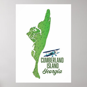 Póster Mapa de la isla Cumberland Georgia