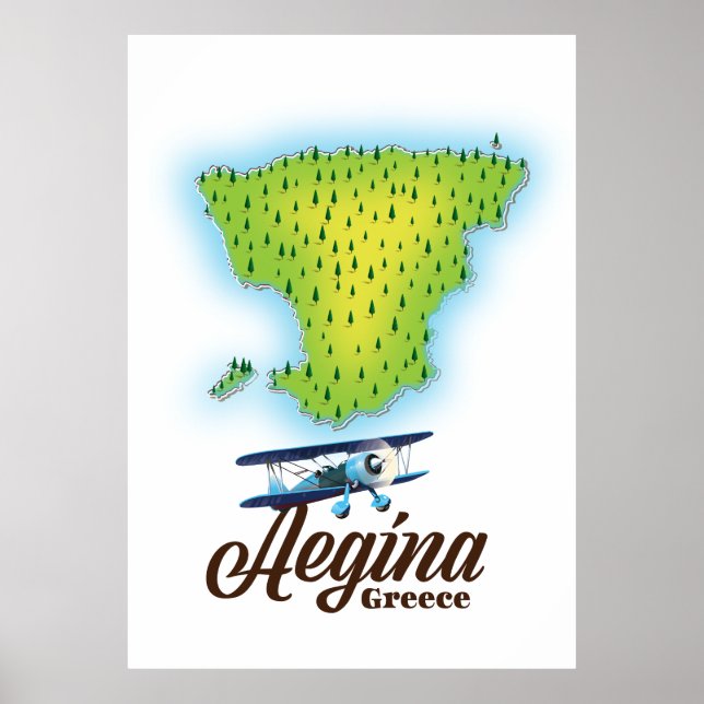 Póster Mapa de la isla de Egina Grecia (Frente)
