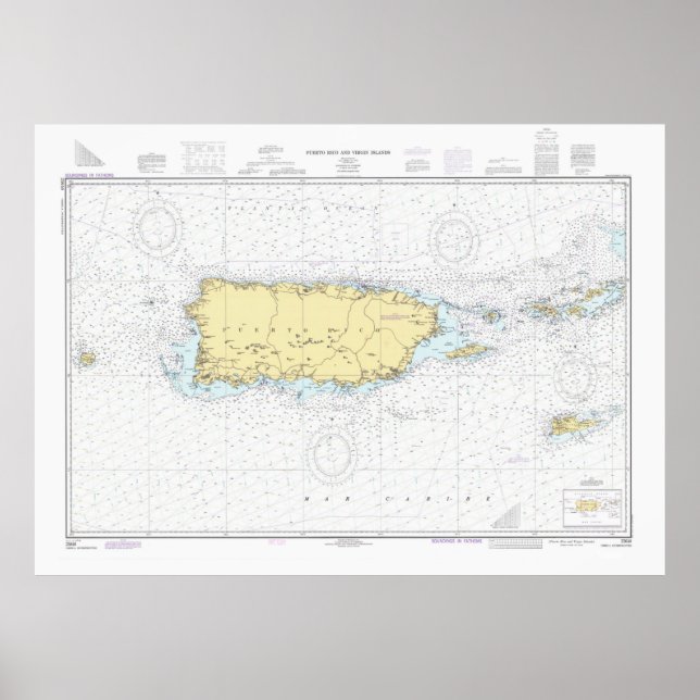 Póster Mapa de la isla de encantamiento de Puerto Rico (1 (Frente)