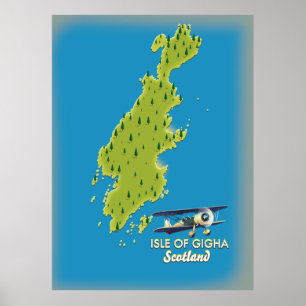 Póster Mapa de la Isla de Gigha Escocia