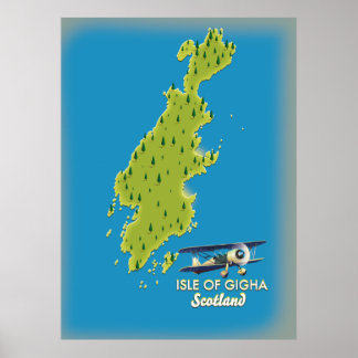 Póster Mapa de la Isla de Gigha Escocia
