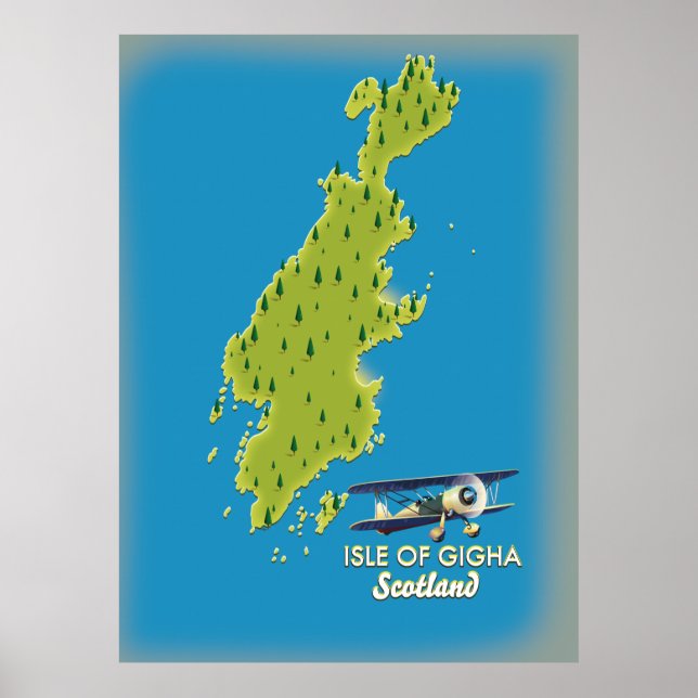 Póster Mapa de la Isla de Gigha Escocia (Frente)