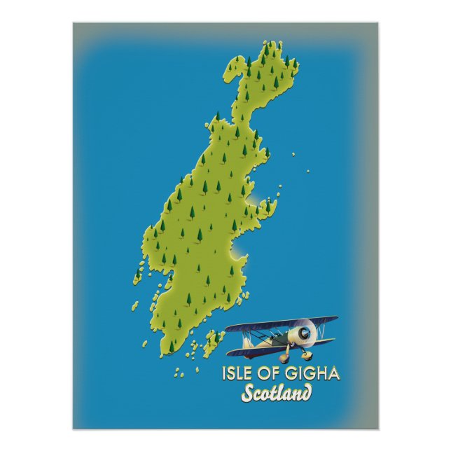 Póster Mapa de la Isla de Gigha Escocia (Anverso)