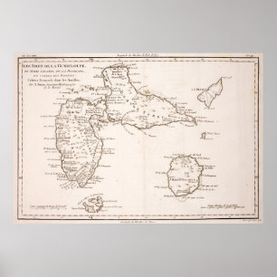 Póster Mapa de la isla de Guadalupe (1780)