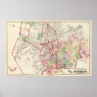 Póster Mapa de la isla de Johnston Rhode