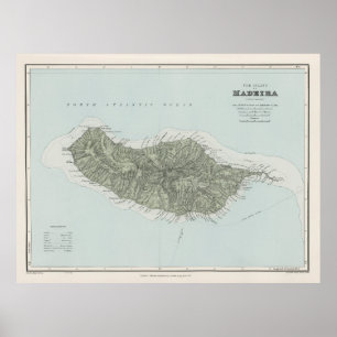 Póster Mapa de la isla de Madeira (1904)