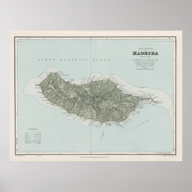 Póster Mapa de la isla de Madeira (1904) (Frente)