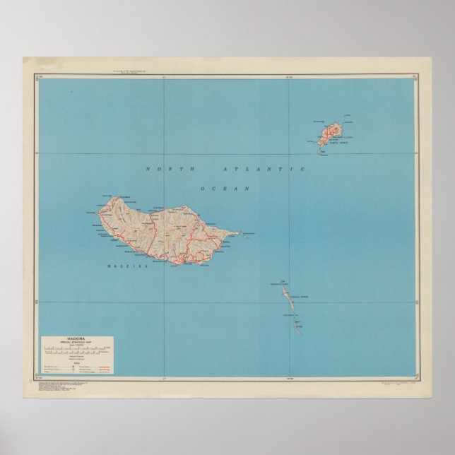 Póster Mapa de la isla de Madeira (1943) (Frente)