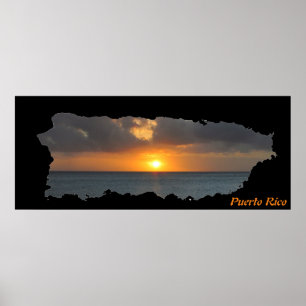 Póster Mapa de la isla de Puerto Rico