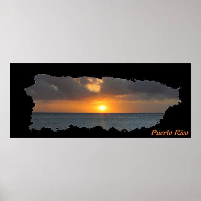 Póster Mapa de la isla de Puerto Rico (Frente)