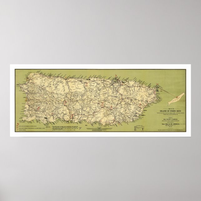 Póster Mapa de la isla de Puerto Rico 1900 (Frente)