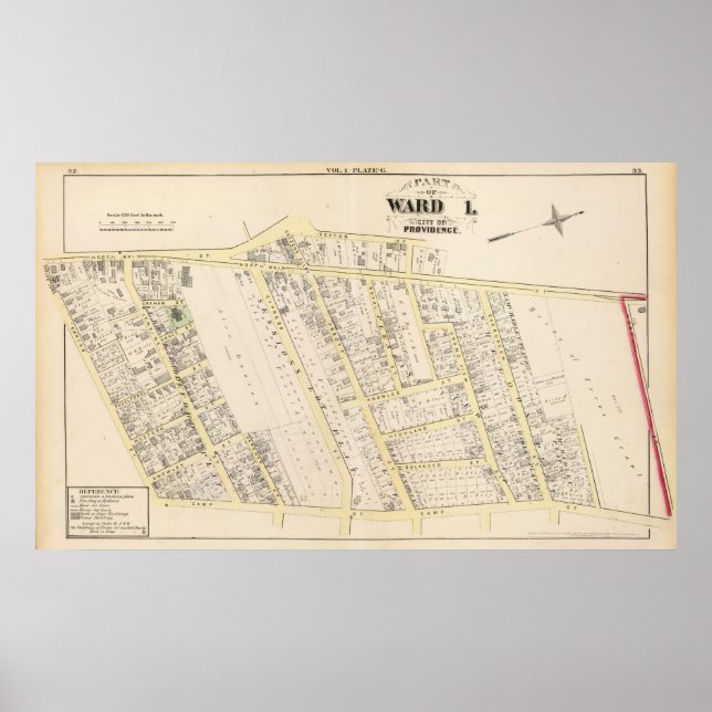 Póster Mapa de la isla de Rhode Providence 2 (Frente)