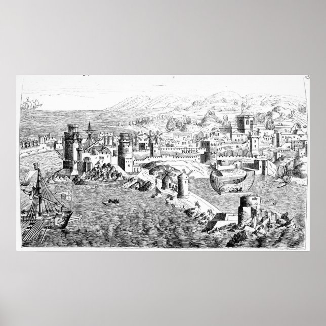 Póster Mapa de la isla de Rodas (Frente)