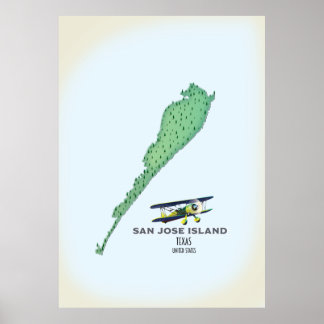 Póster Mapa de la Isla de San José Texas USA